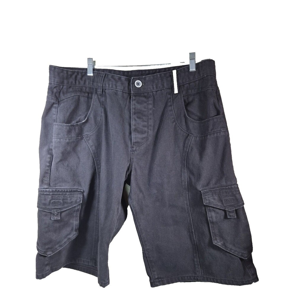 Worior Collection Men's Cargo Shorts Size 38 Black Heavy Cotton Casual